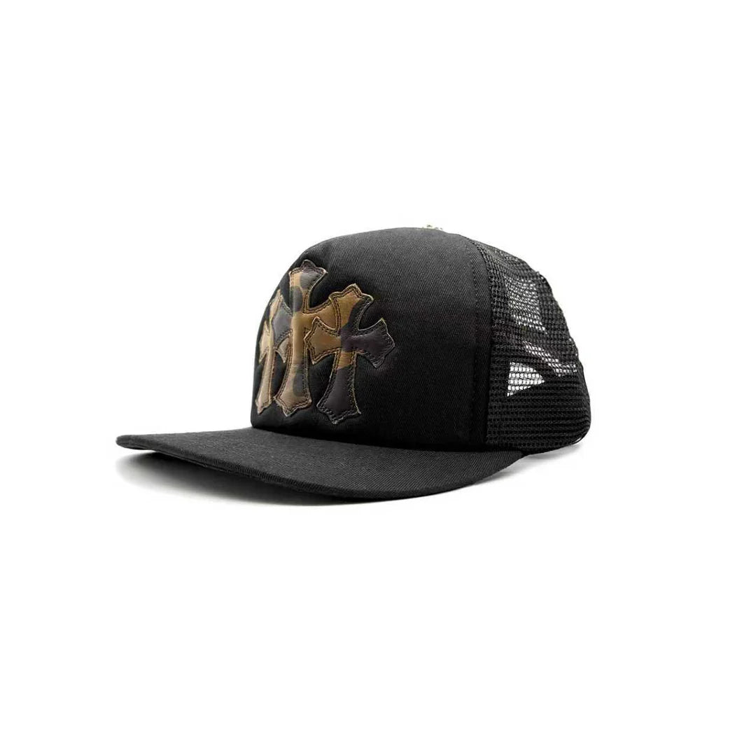 Triple Cross Patch Trucker Hat Black/Camo