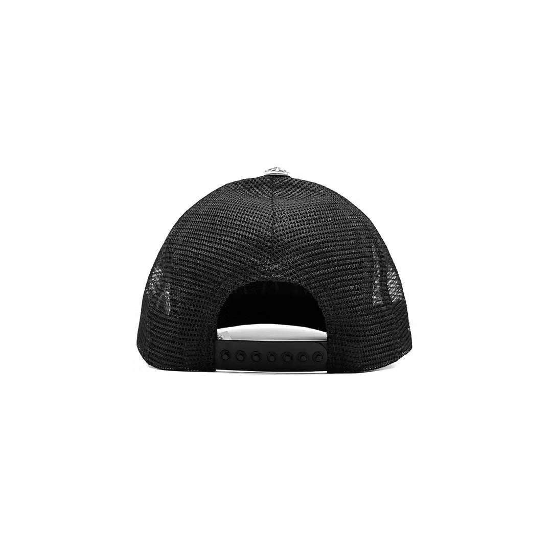 Triple Cross Patch Trucker Hat Black/White