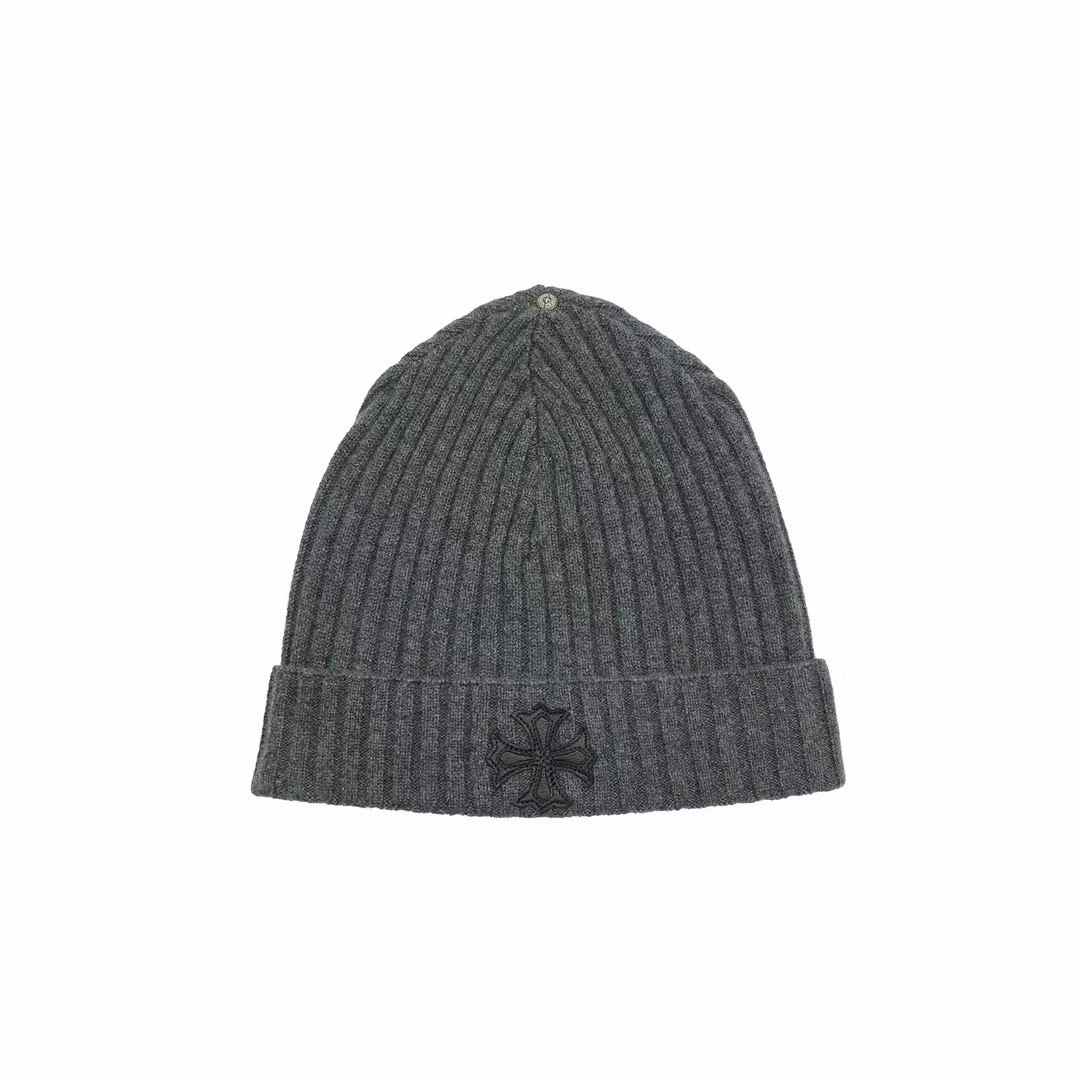 Vintage Cashmere Cross Patch Beanie Grey