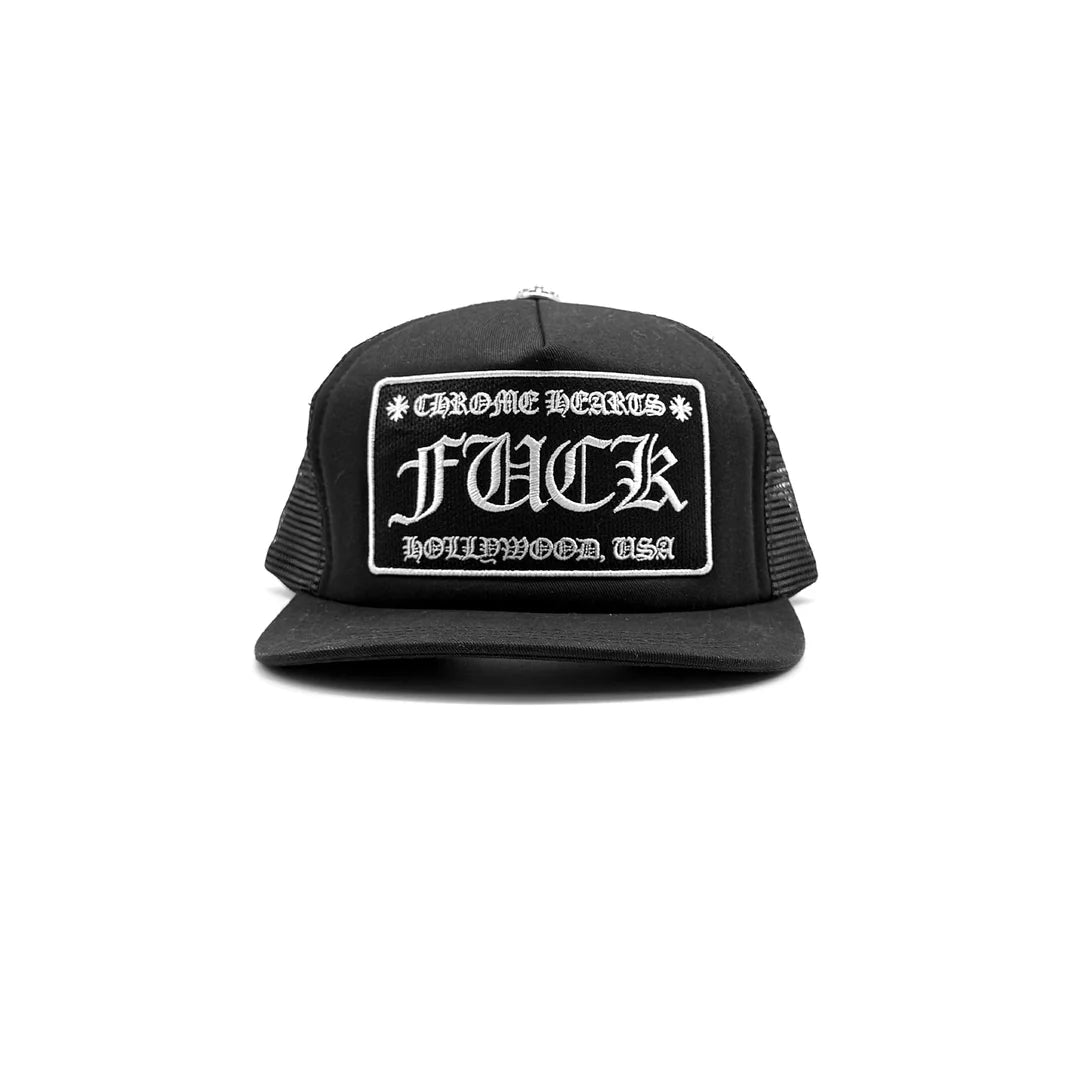 Embroidered Hollywood Fuck Trucker Black
